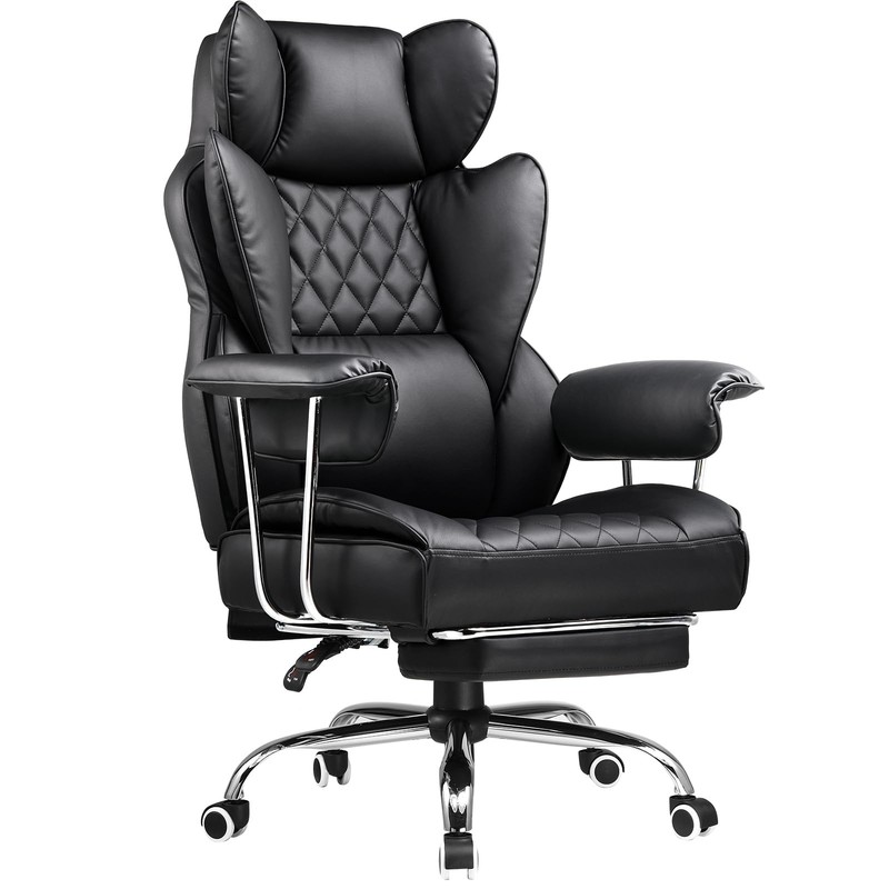 Big and Tall Office Chair, High Back Leather Gaming Chair with Footrest, Exec...