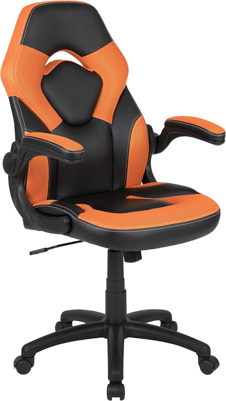 X10 Ergonomic High-Back Gaming Chair, Orange/Black, Flip-Up Arms