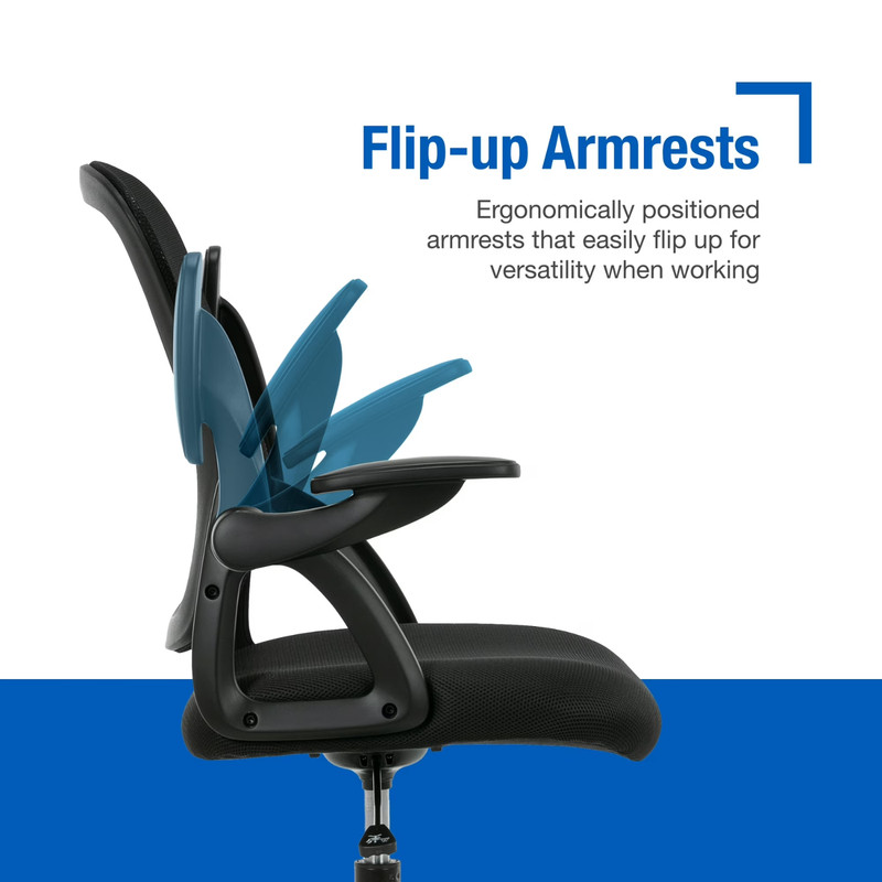 Mainstays Mesh Back Office Chair 275lb Black Ergonomic Flip-Up Arms Ergonomic gallery