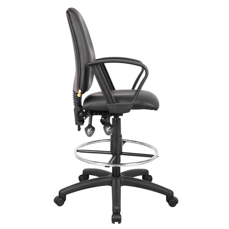 Scranton & Co LeatherPlus Drafting Stool with Loop Arms and Footring in Black gallery