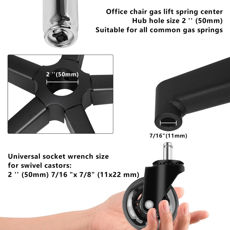 Office Chair Replacement Parts-28'' Heavy 16.54D x 15.35W x 12.2H in, Black gallery