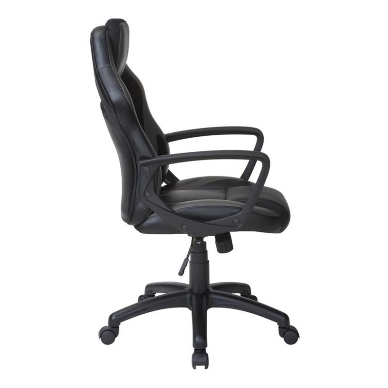 Influx Gaming Chair in Black Faux Leather with Gray Accents gallery