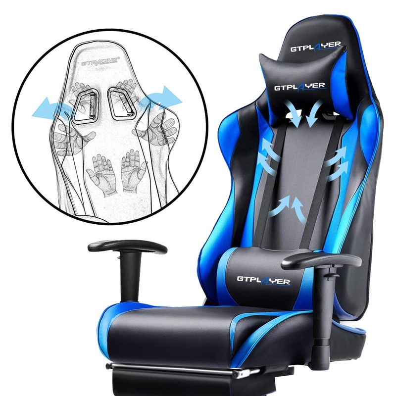 Gaming Chair with Footrest, Ergonomic Computer Game Desk Chair, Reclining Gam... gallery
