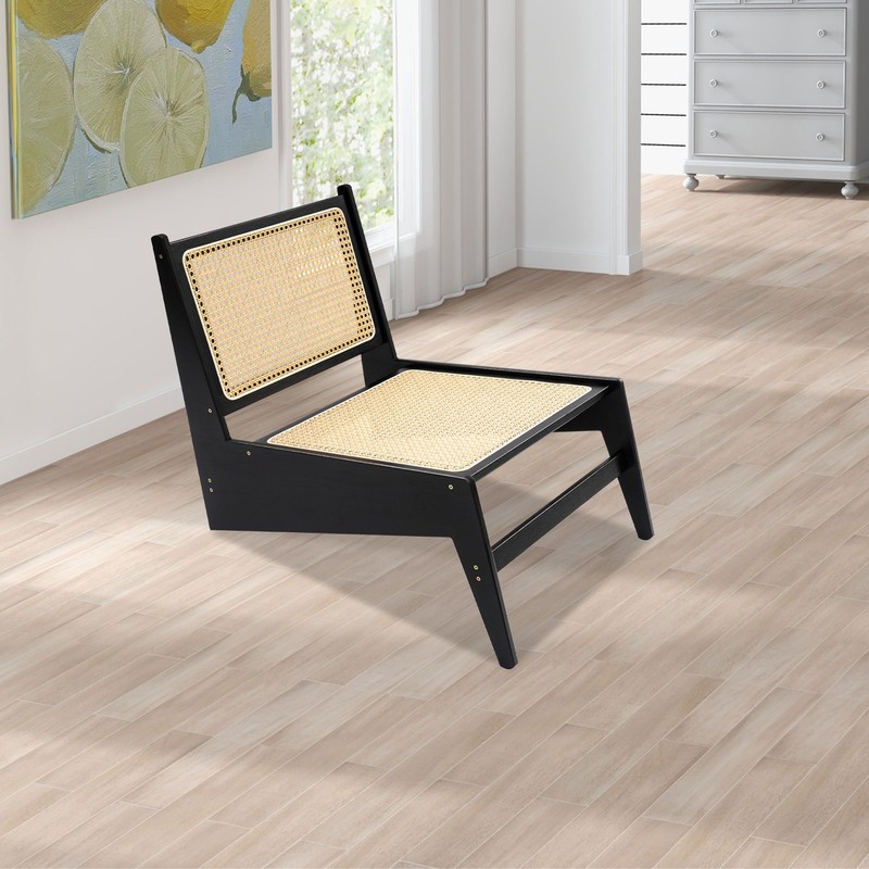 Home Bamboo Chair, Bamboo Accent Chair, Comfy Bamboo Chairs, 53x64x58cm, Black gallery