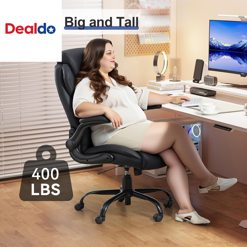 400LBS Big and Tall Office Chair, Heavy Duty Leather Executive Desk Chair with P gallery