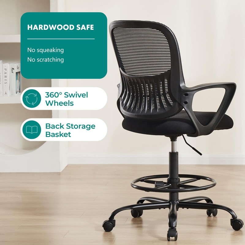 Drafting Chair - Counter Height Adjustable Tall Office Desk Chair with Fixed ... gallery