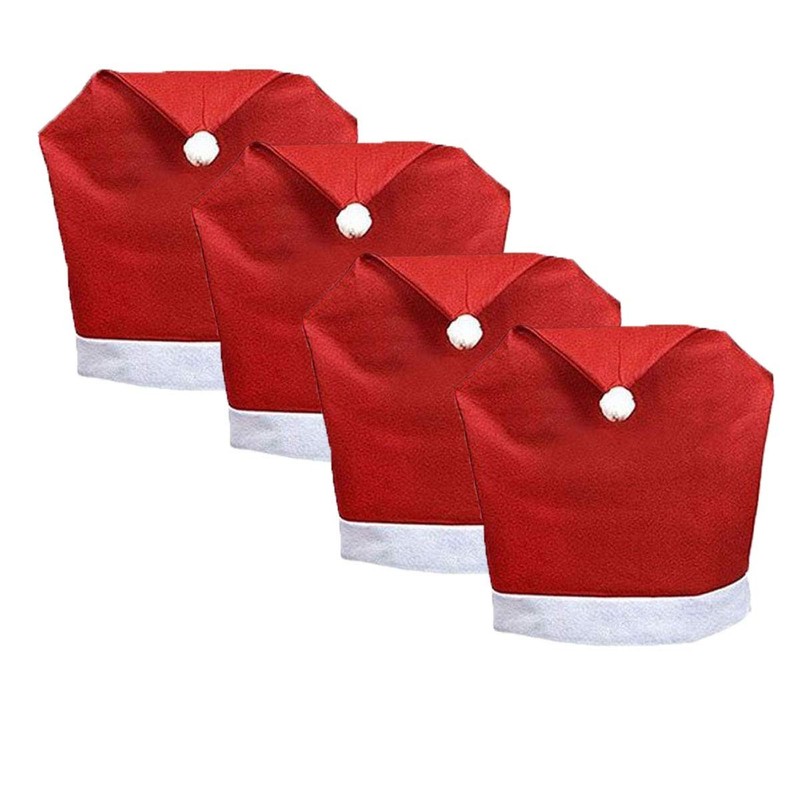 Mehome Christmas Chair Covers of 4, Plush Velvet Dining Room 4pcs