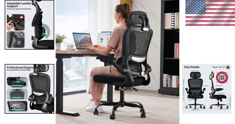 Comfortable Mesh Desk Chair 330 lbs Capacity gallery