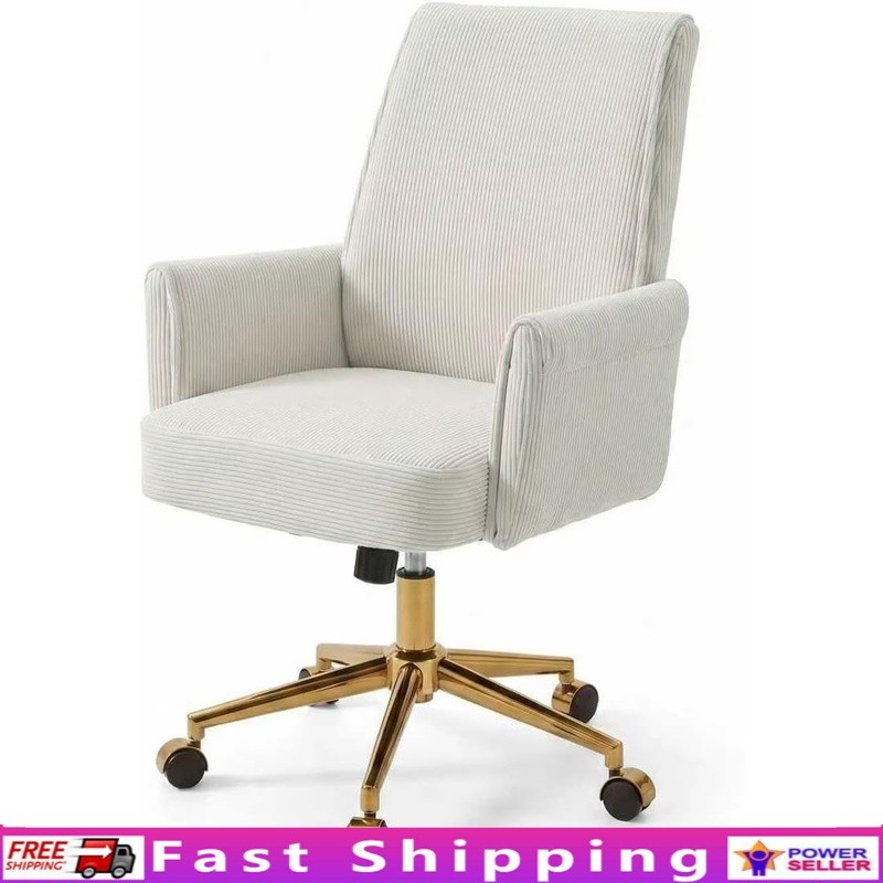 Gold Metal Office Chair W/ Silent Casters 360° Swivel Adjustable Height New