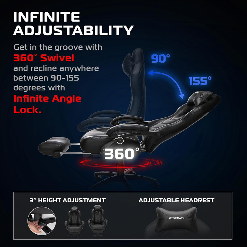 110 Pro Ergonomic Gaming Chair with Footrest for Adults - Comfortable Office Gam gallery