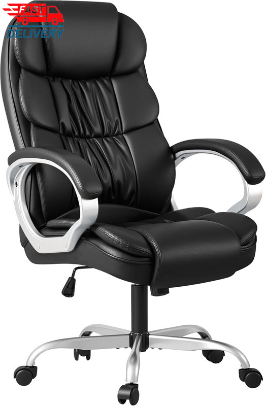 Office Chair High Back Computer Desk Chair, PU Leather Adjustable (Black) ✅ 👈