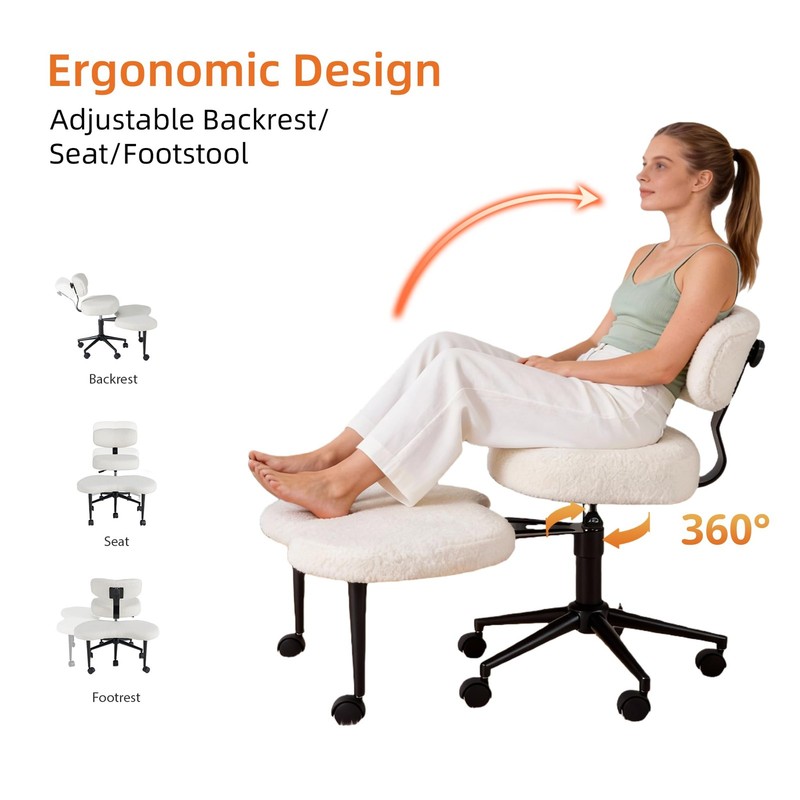 Ergonomic ADHD Cross Legged Office Desk Chair with Adjustable Backrest, Heigh... gallery