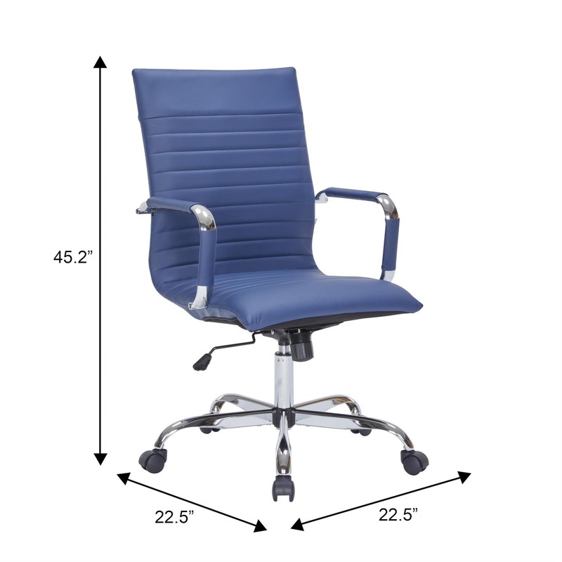 LeisureMod Harris Leather High-Back Task Office Chair in Navy Blue gallery