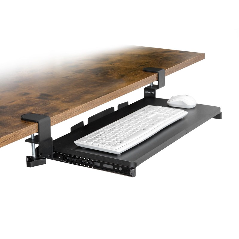 Mount-It! 24” Clamp-On Under Desk Keyboard Tray, Slide-Out Keyboard Drawer fo...