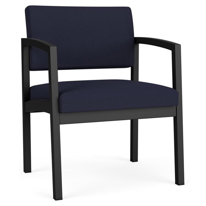 Pemberly Row Reception Waiting Oversize Guest Chair / Black Steel / Navy Blue