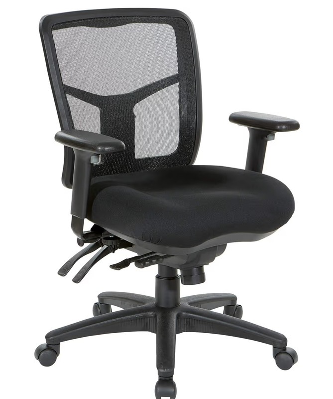 ProGrid Black Mid Back Managers Office Chair with Adjustable Arms