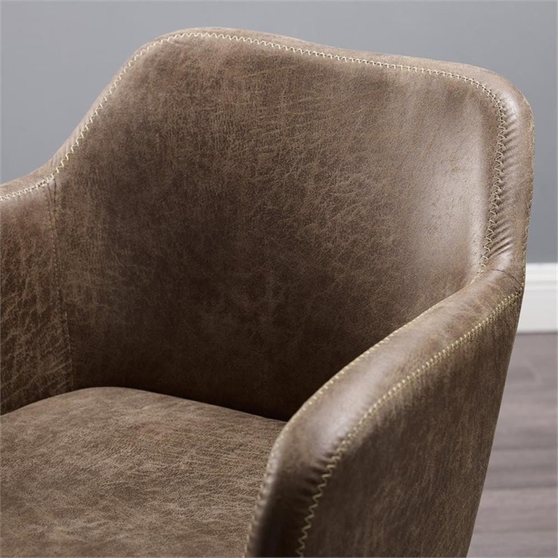 Linon Colton Upholstered Office Chair with Wheels in Vintage Brown Faux Leather gallery