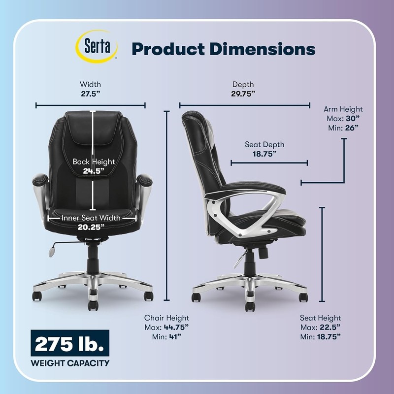 Amplify Executive Office Chair with Faux Leather and Mesh, Adjustable Ergonom... gallery