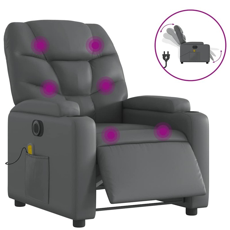 Massage Recliner Chair Reclining Armchair for Elderly Faux Leather vidaXL gallery