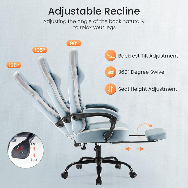 Video Game Chair - High Back Ergonomic Computer Desk Chair with Footrest gallery