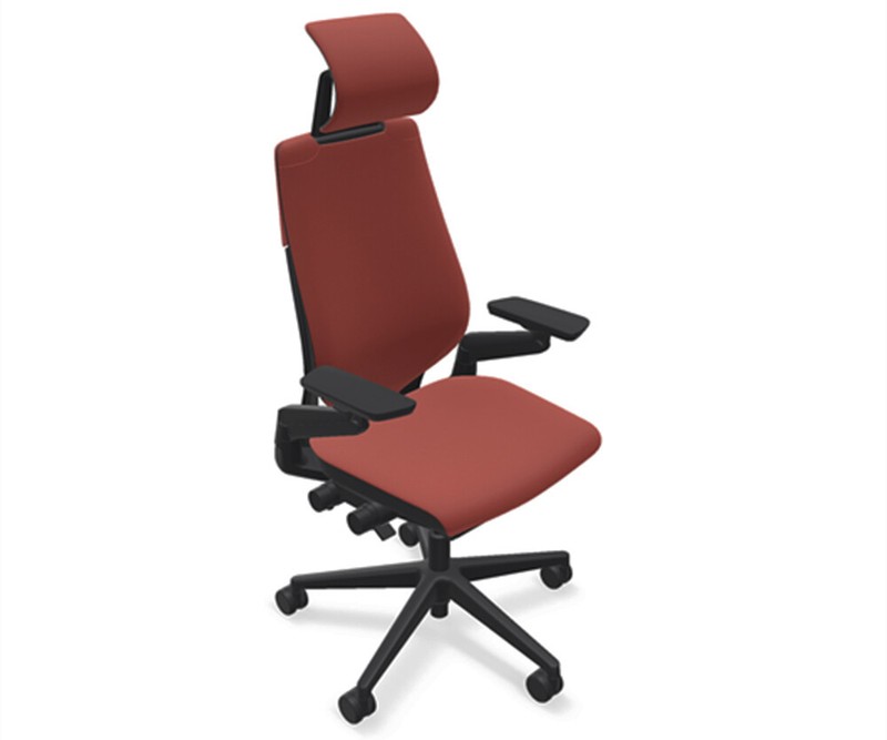 Steelcase Gesture Adjustable Headrest Office Task Desk Chair Scarlet Red Leather