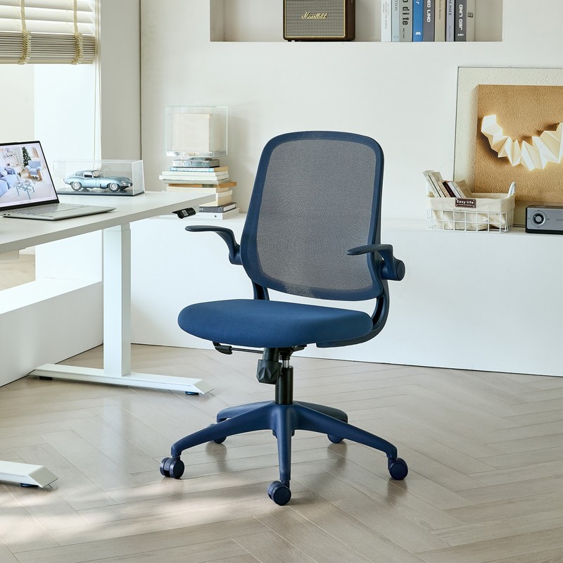 Office Chair Mesh Back Integrated Molded Lifting Multifunctional Chair Blue