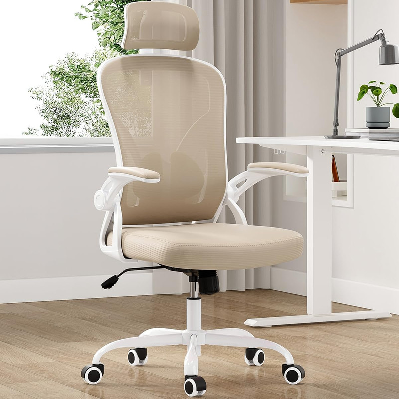 Ergonomic Office Chair, Home Office Desk Chair with Headrest, High Back Swivel C