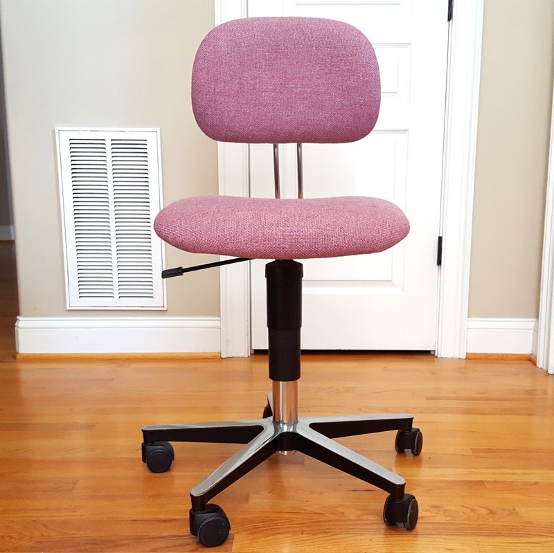 Vintage 1980s Made in Italy Primrose/Lavender Office Chair 5 Star Chrome Base! gallery