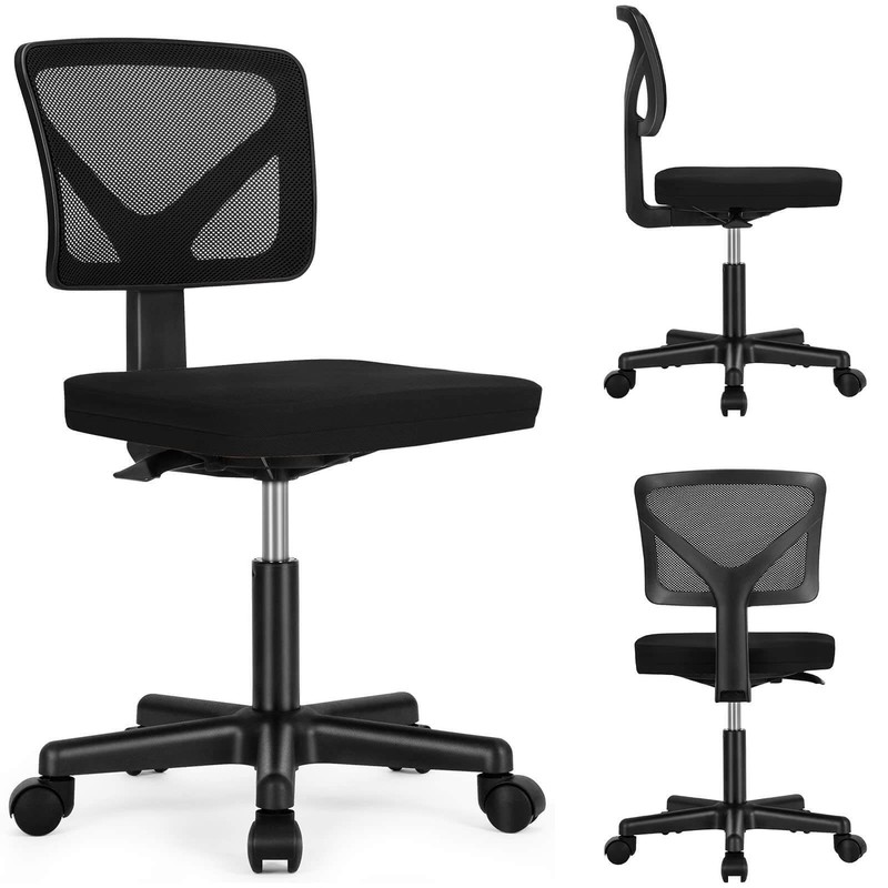 Low-Back Mesh Office Chair W/ Lumbar Support Armless Swivel Rolling Chair gallery