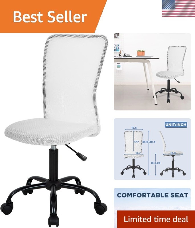 Ergonomic Mesh Office Chair – Adjustable Lumbar Support, White – 250 lb Capacity