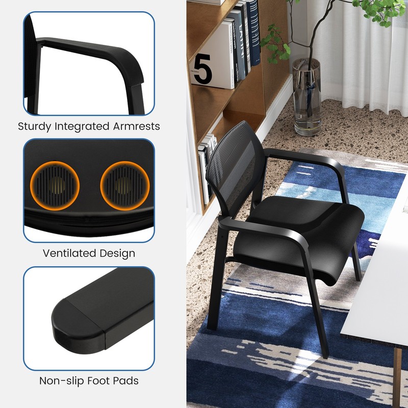Set of 2 Conference Chairs Stackable Office Guest Mesh Chairs for Waiting Room gallery