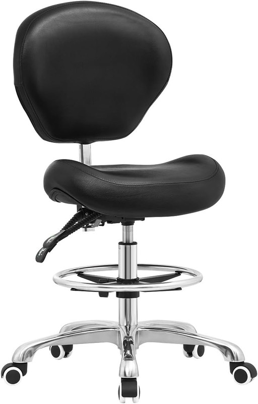 Adjustable Stool Drafting Chairs: Tall Office Chair for Standing Desk with Backr