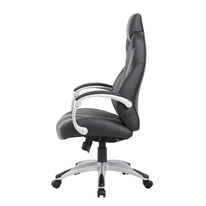 Boss Office Hinged Arm Vinyl Executive Chair in Black/Gray gallery