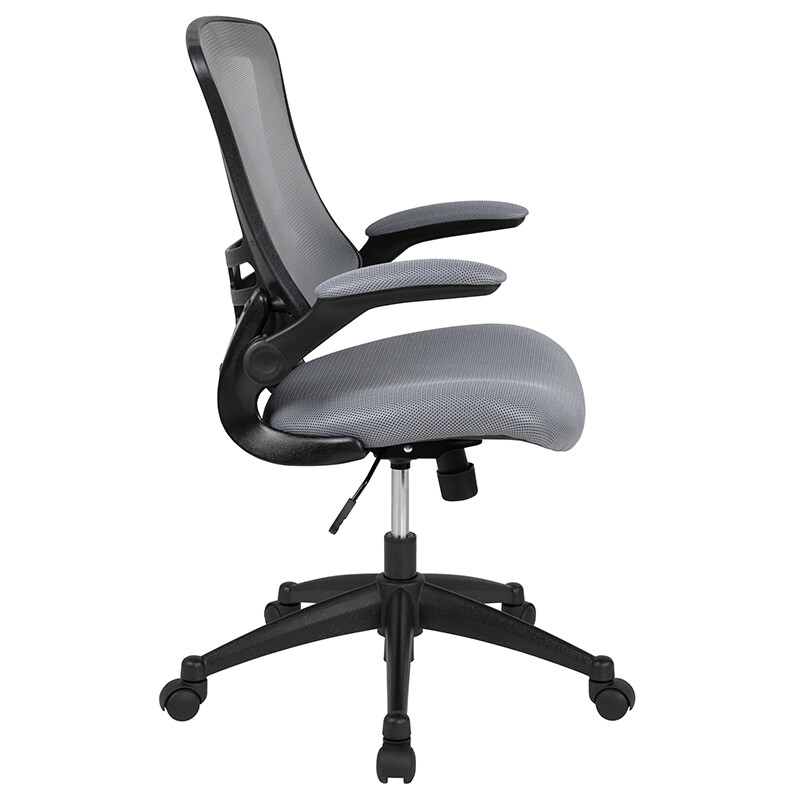 Mid-Back Dark Gray Mesh Swivel Ergonomic Task Office Chair with Flip-Up Arms gallery