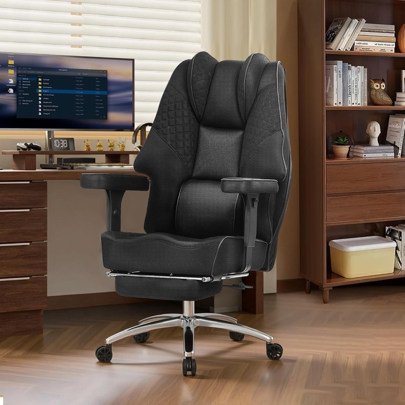 VECELO Big Tall Office Chair 400lbs Mesh Foot Rest Black gallery