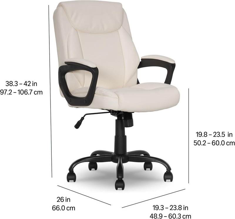 Classic Puresoft PU Padded Mid-Back Office Chair with Armrest, Height Adjustable gallery