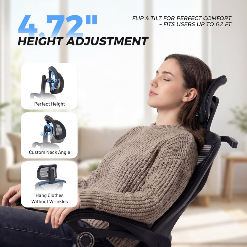 Ergonomic Office Chair with Footrest - Adjustable Lumbar Support & Headrest, 90- gallery