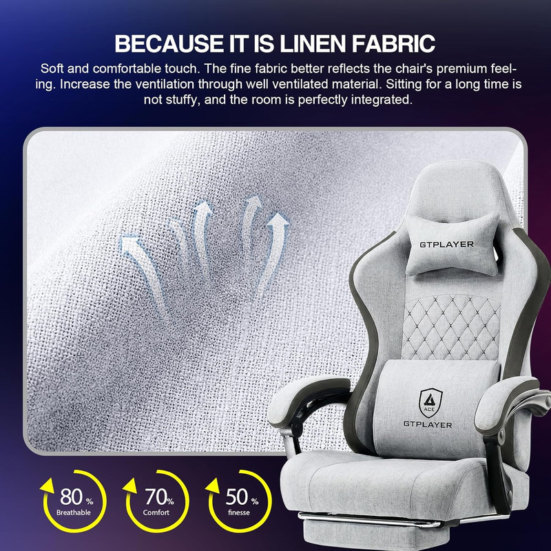 Gaming Chair, Computer Office Chair with Pocket Spring Cushion, Linkage Armrests gallery