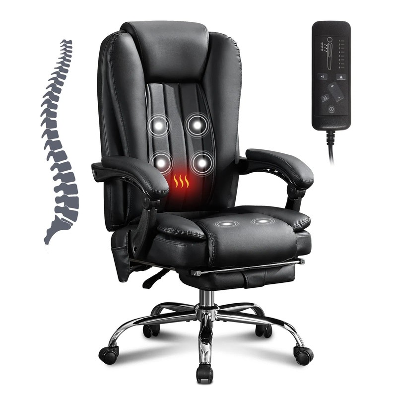 Massage Office Chair with Heat and 6 Vibration Points with Foot Rest &Padded