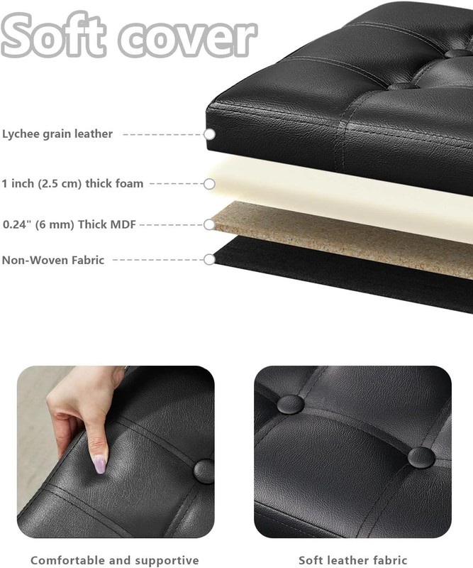 Storage Ottoman Folding Foot Rest Stool Leather Bench Small Coffee Table17x13x13 gallery