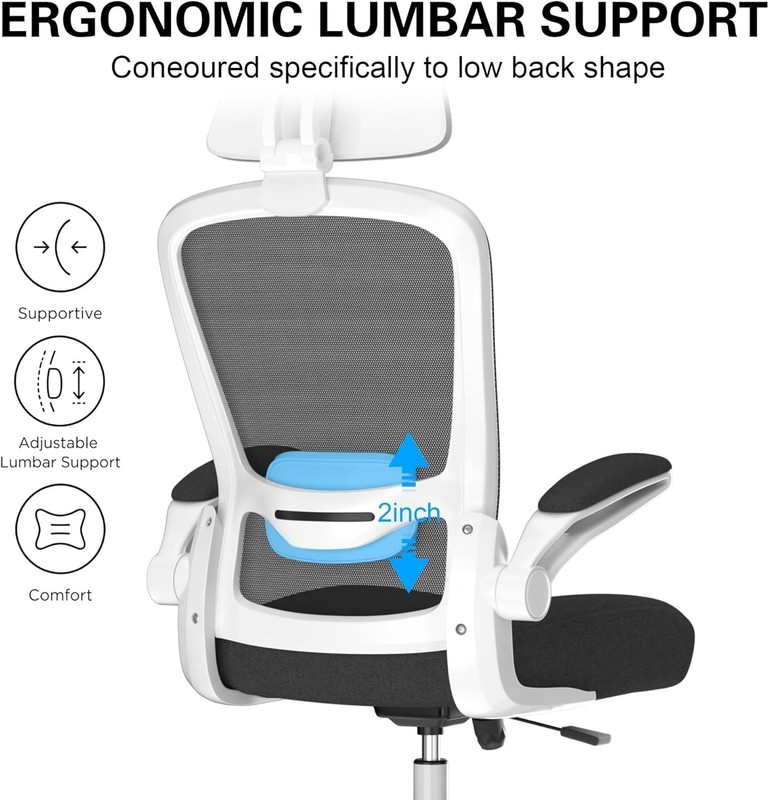 High Back Swivel Task Chair with Lumbar Support - Perfect for Home or Office gallery
