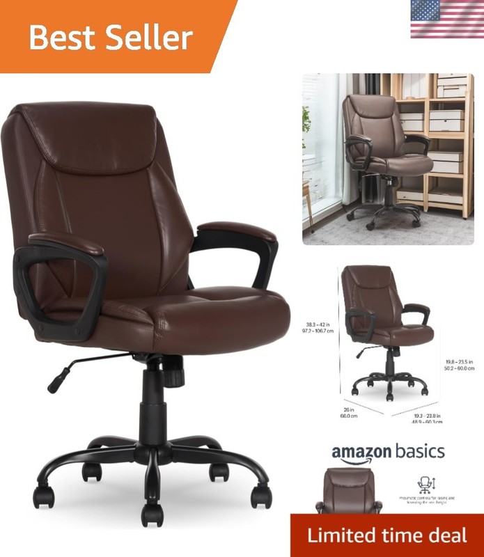 Puresoft PU Padded Office Chair, Ergonomic Design – Adjustable & Chic in Brown