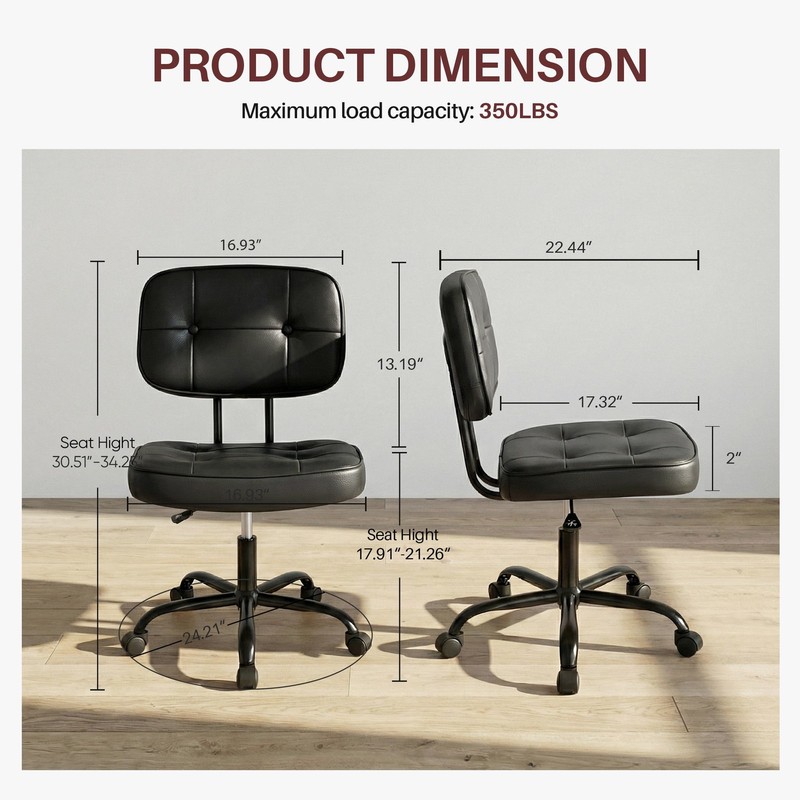 Ergonomic Home Office PU Leather Desk Chair Small Space Thickened Cushion gallery