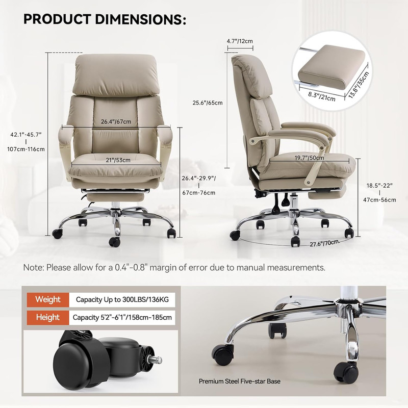 EMIAH Office Chair with Foot Rest, Ergonomic Executive Office Chair with Arms, R gallery