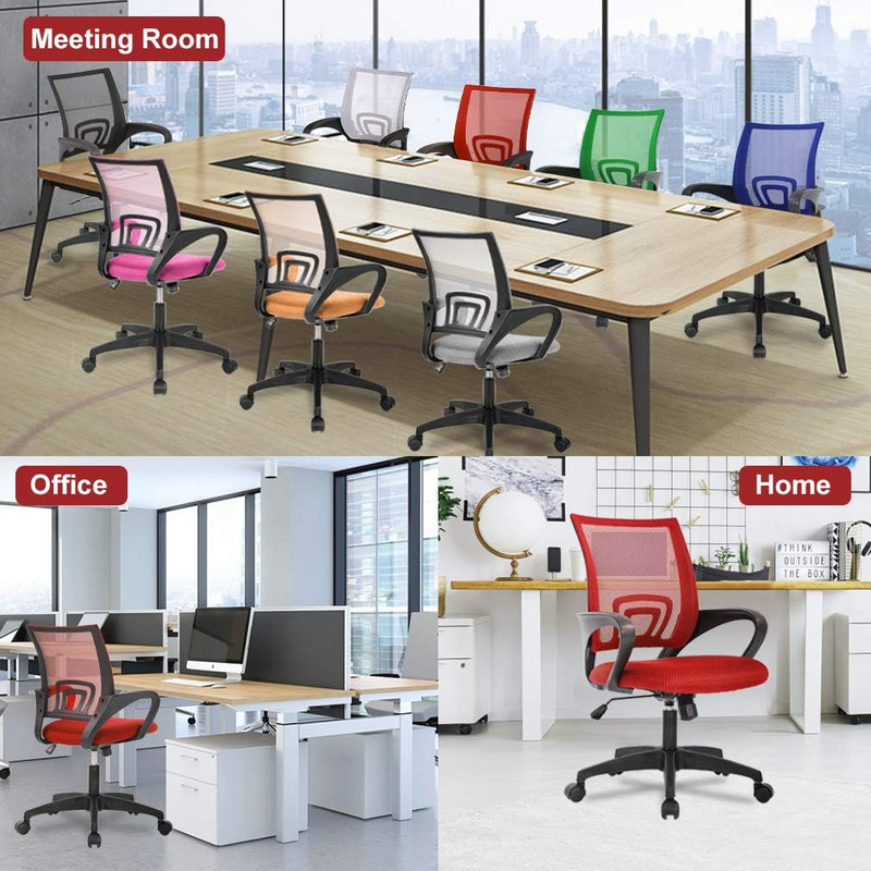 Ergonomic Office Chair Mid Back Swivel Desk Chair Lumbar Support Red gallery