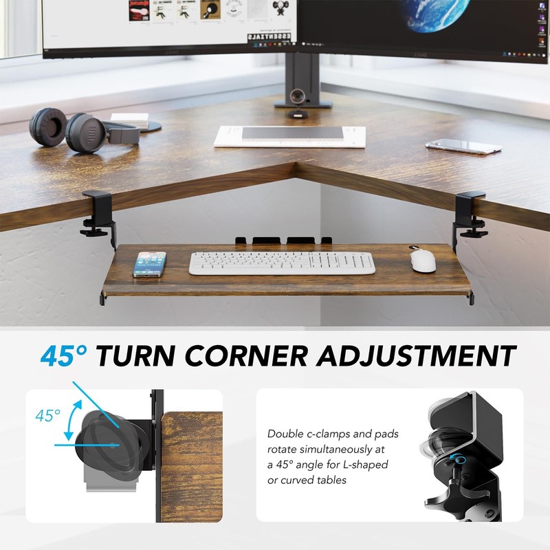 Keyboard Tray Under Desk Pull Out with Extra Sturdy C Clamp Mount System, 32.... gallery