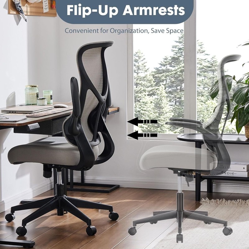 HOMEFLA Ergonomic Flip-up Arms Mesh Office Chair High Back Desk Chair with Wheel gallery