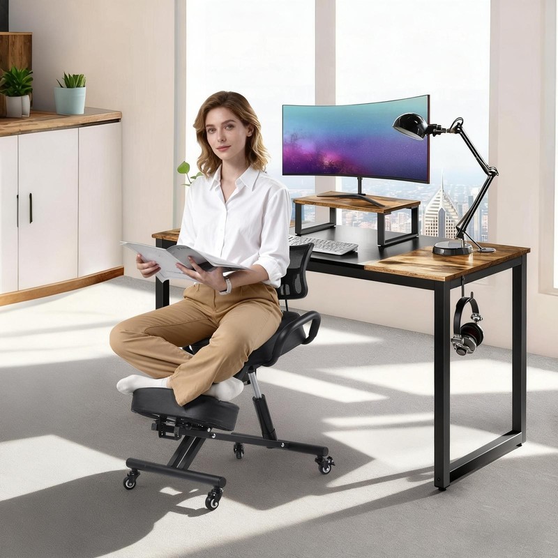 Ergonomic Kneeling Chair for Home Office Improve Work Posture Back Pain Relief