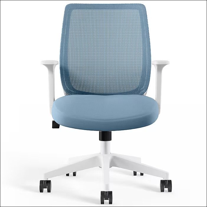 Staples Essentials Ergonomic Fabric Swivel Task Chair, Light Blue gallery