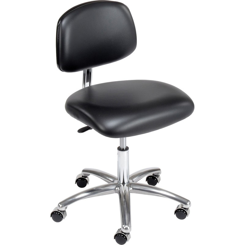 Clean Room Chair Vinyl Black Armless Mid Back